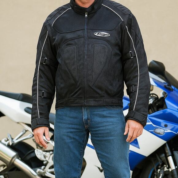 NITRO RACING Men's black padded dura guard motorcycle jacket size small - Picture 1 of 11